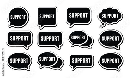 Support special offer speech bubble message chat advice assistance help vector graphic