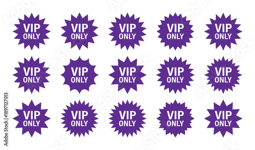 Vip only starburst badge vector icon set exclusive member special offer sale discount promotion