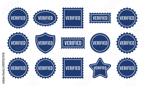Verified badge vector icon guarantee label sticker graphic sign element stamp and logo design