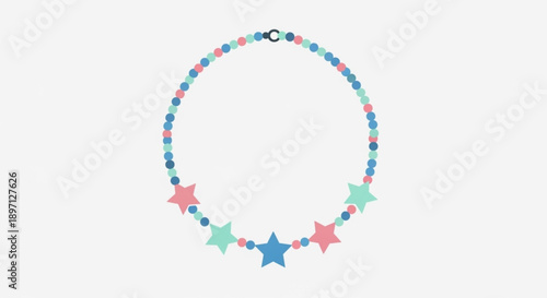 Colorful Star Beaded Bracelet on White Background