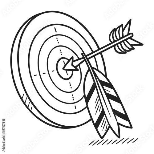 Target and Arrow Line Art Illustration
