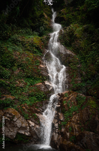 Massive Cinematic Calendar style Waterfall in the green woods of Sikkim India