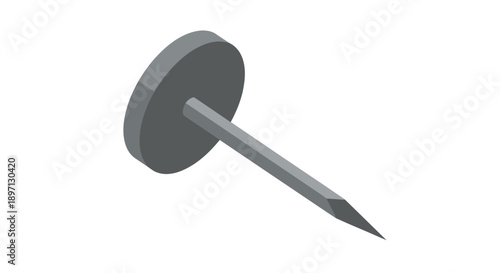 Dulled pin with a rounded head isolated on a pristine white background, showcasing simplicity and minimalism in a detailed illustration