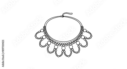 Elegant beaded collar necklace with intricate design isolated on white background