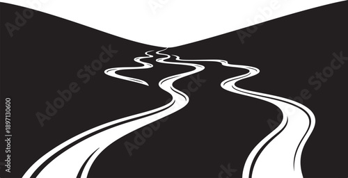 A winding road path leads to a bright future