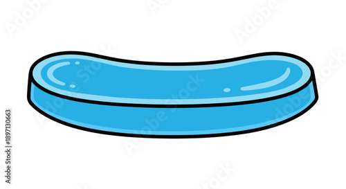 Blue gel insert depicted in a simplistic cartoon style, isolated on a clean white background, highlighting its smooth and curved design