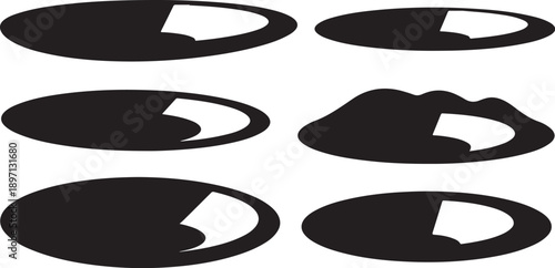 Black Silhouette Shapes on White Background Illustration Set