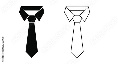 Two neckties one filled and one outlined a graphic silhouette
