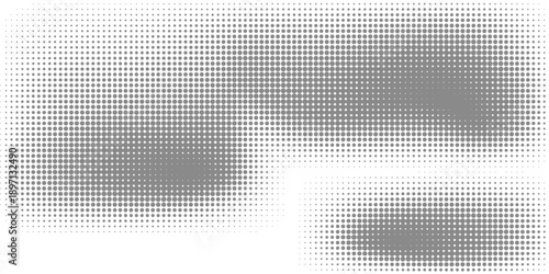 Grunge halftone gradient background. Faded grit noise texture. White and black sand wallpaper. Retro pixelated backdrop.