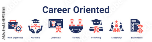 Career Oriented banner web icon vector illustration concept for education with icon of Work Experience, Academic, Certificate, Student, Fellowship, Leadership.