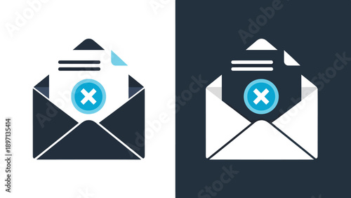 Email rejection icons - Line and glyph solid icon and logo template - Vector icon symbol for website - Icon vector - Blue icon vector. Clipart. Icon