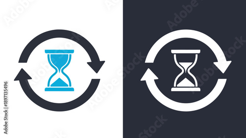 Time management icons - Line and glyph solid icon and logo template - Vector icon symbol for website - Icon vector - Blue icon vector. Clipart. Icon