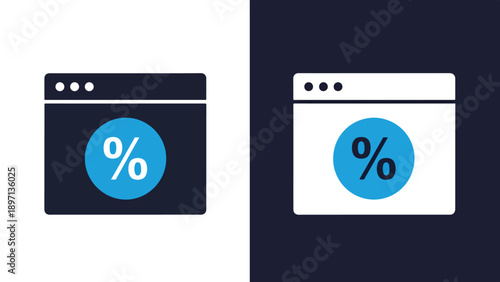 Web browser discount icon set - Line and glyph solid icon and logo template - Vector icon symbol for website - Icon vector - Blue icon vector. Clipart. Icon