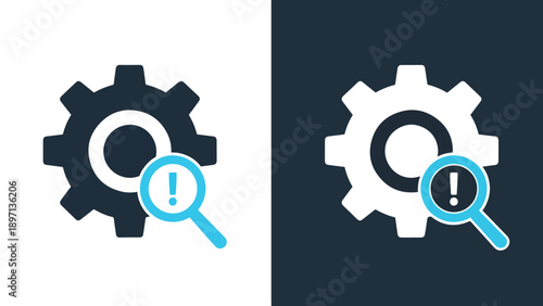 Gear inspection icons - Line and glyph solid icon and logo template - Vector icon symbol for website - Icon vector - Blue icon vector. Clipart. Icon
