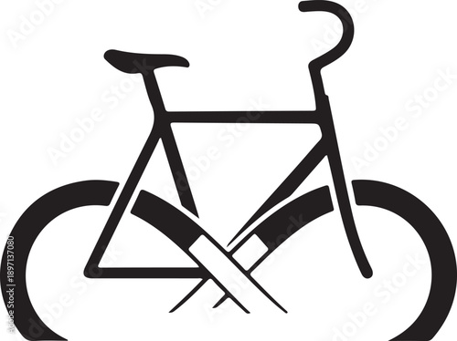 Stylized black bicycle icon on transparent background modern vector illustration for transportation and sport concepts