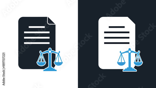 Justice and law document icons - Line and glyph solid icon and logo template - Vector icon symbol for website - Icon vector - Blue icon vector. Clipart. Icon