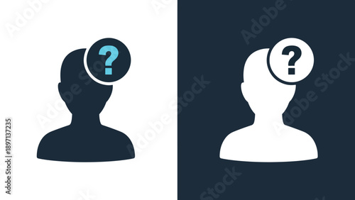 Thinking person icon set - Line and glyph solid icon and logo template - Vector icon symbol for website - Icon vector - Blue icon vector. Clipart. Icon