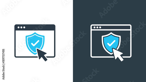 Secure website icon set - Line and glyph solid icon and logo template - Vector icon symbol for website - Icon vector - Blue icon vector. Clipart. Icon
