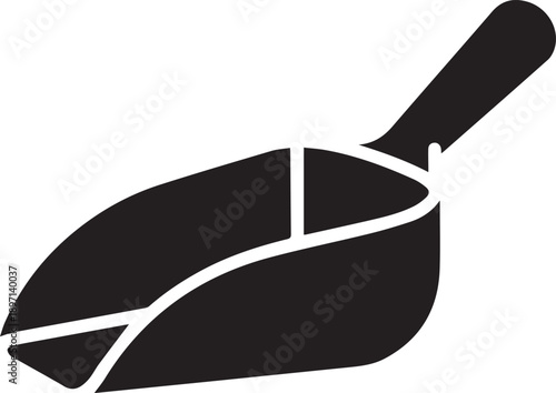 Black silhouette of a versatile utility scoop, essential for various bulk item transfers