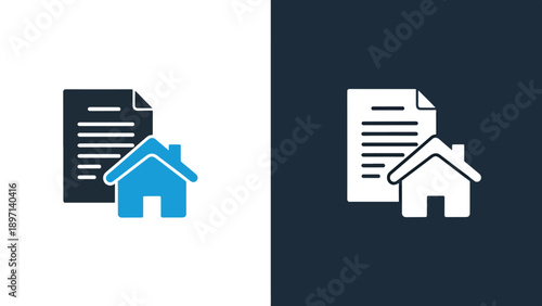 Real estate document icons - Line and glyph solid icon and logo template - Vector icon symbol for website - Icon vector - Blue icon vector. Clipart. Icon