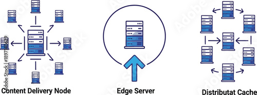 Diagram of content delivery network architecture isolated on transparent background