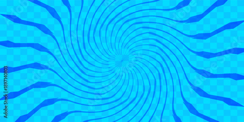 Blue zigzag spiral background with dynamic radial twist. Abstract comic-style vortex ideal for pop art, cartoon, and energetic visual designs.