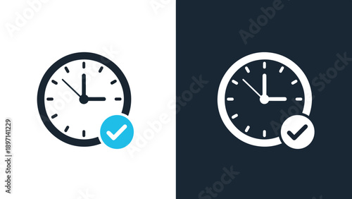 Time management icons - Line and glyph solid icon and logo template - Vector icon symbol for website - Icon vector - Blue icon vector. Clipart. Icon