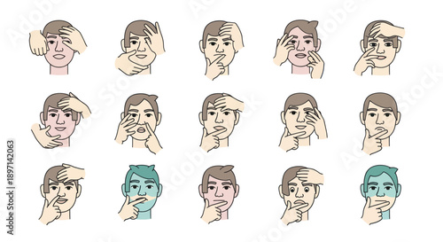 Collection of Hand Drawn Faces and Expressions.