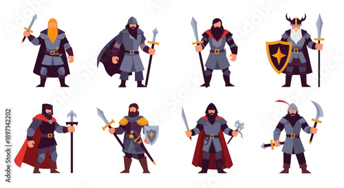 Medieval Knights with Swords and Shields.