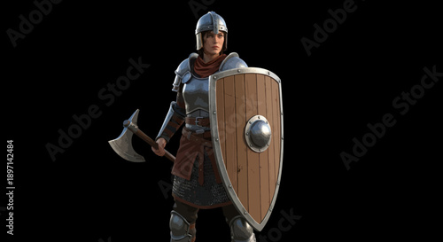 Medieval Knight with Shield and Axe.