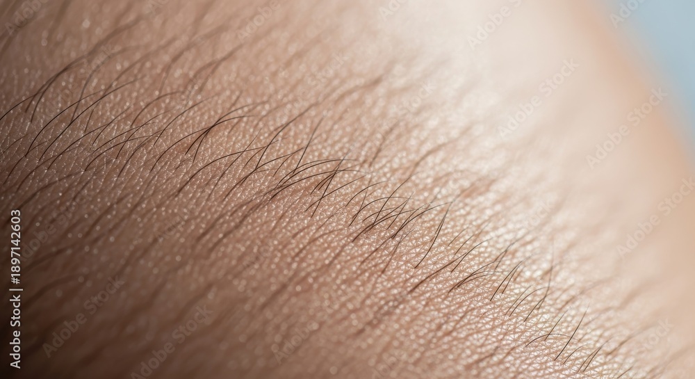 Fototapeta premium Extreme close up reveals texture of skin covered in fine dark body hair
