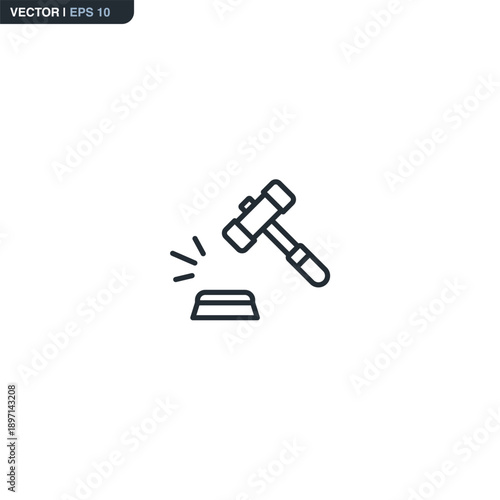 Auction, linear style sign for mobile concept and web design