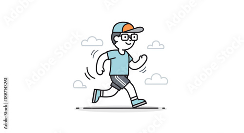 Children Running Outdoors with Joyful Energy in a Bright Sky with Clouds