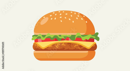 Delicious cheeseburger with lettuce and tomato on a toasted bun.