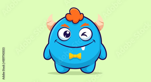 A cartoon blue monster with orange hair giving a thumbs up.