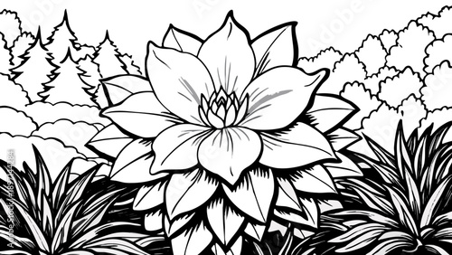 Very beautiful white flower in full bloom within a forest setting, captured as a clean natural background ideal for editorial headers, symbolizing purity, balance, and calm beauty.