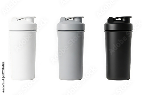 Wallpaper Mural Three colorful shaker bottles in white, gray, and black isolated on transparent background Torontodigital.ca