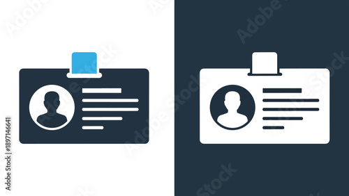 Id badge icons - Line and glyph solid icon and logo template - Vector icon symbol for website - Icon vector - Blue icon vector. Clipart. Icon