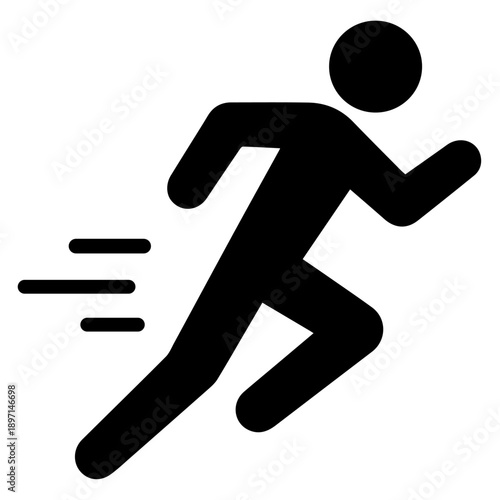 Running person icon pictogram symbol for sport, fitness, speed, exercise, activity, movement concept