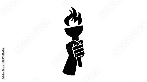Stylized hand holding a flaming torch icon. A powerful symbol representing light, freedom, knowledge, power, and guidance.