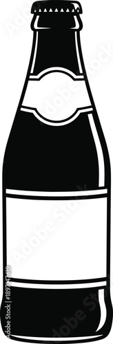 Black beer bottle isolated on white background minimal product photography mockup