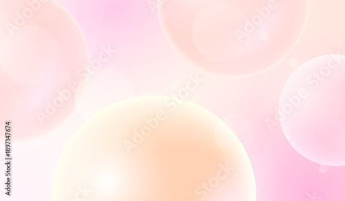Gradient abstract background with flying bubbles in trendy pastel colors. Vector illustration.