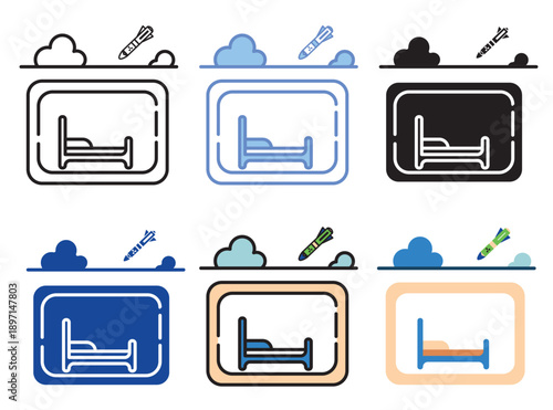 Bunker icon set multiple style collection. editable colour and stroke
