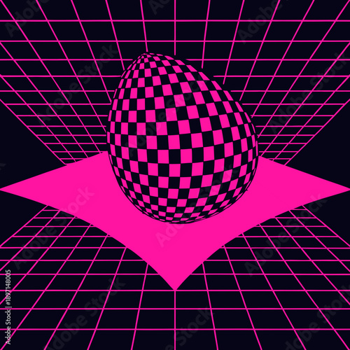 Distorted grid shapes isolated. Retrofuturistic warped mesh grid. Curved mesh abstract elements. Retro punk design element. Vector curve surface background.
