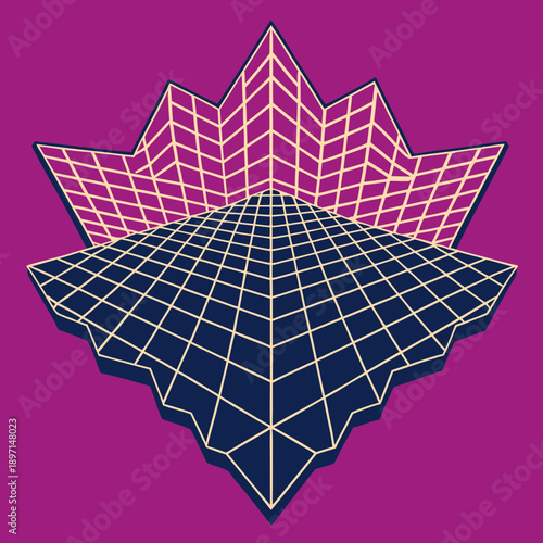 Distorted grid shapes isolated. Retrofuturistic warped mesh grid. Curved mesh abstract elements. Retro punk design element. Vector curve surface background.