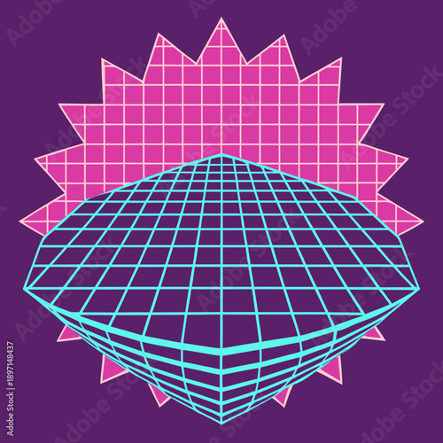 Distorted grid shapes isolated. Retrofuturistic warped mesh grid. Curved mesh abstract elements. Retro punk design element. Vector curve surface background.
