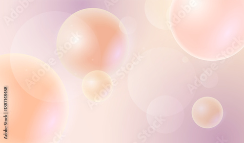 Gradient abstract background with flying bubbles in trendy pastel colors. Vector illustration.