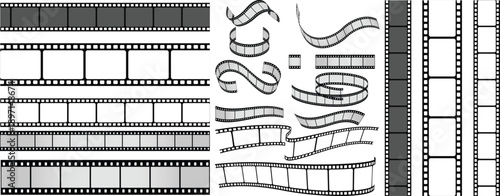 Cinema film strip frame templates and movie photography video border set