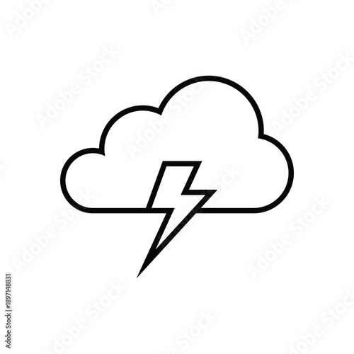 A simple black line drawing of a cloud with a lightning bolt