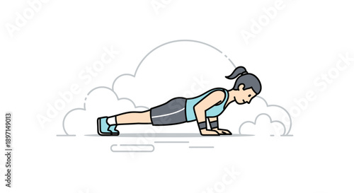 motivated woman doing plank exercise in a minimalistic style showing core strength and fitness routine for a healthy lifestyle